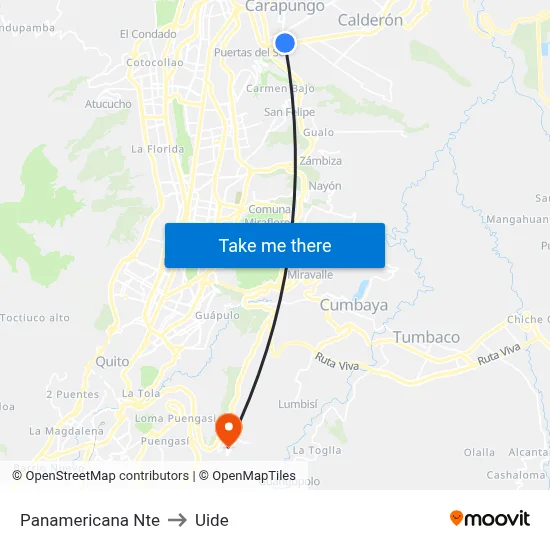 Panamericana Nte to Uide map