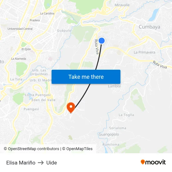 Elisa Mariño to Uide map