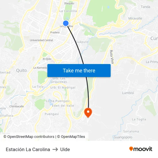 Estación La Carolina to Uide map