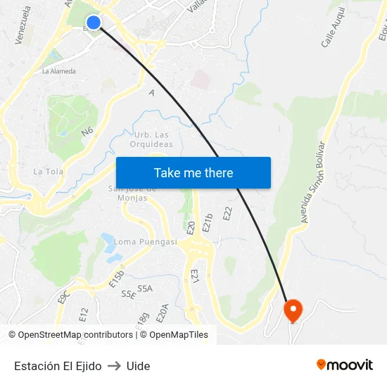 Estación El Ejido to Uide map