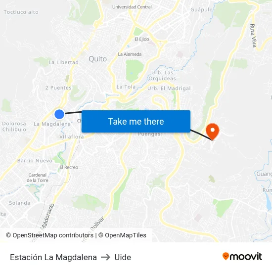 Estación La Magdalena to Uide map