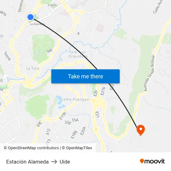 Estación Alameda to Uide map
