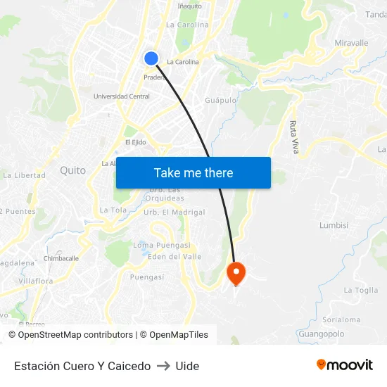 Estación Cuero Y Caicedo to Uide map