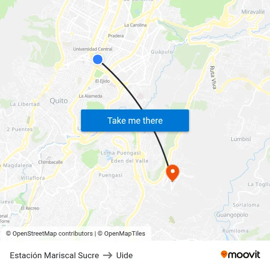 Estación Mariscal Sucre to Uide map