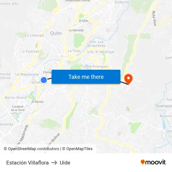 Estación Villaflora to Uide map
