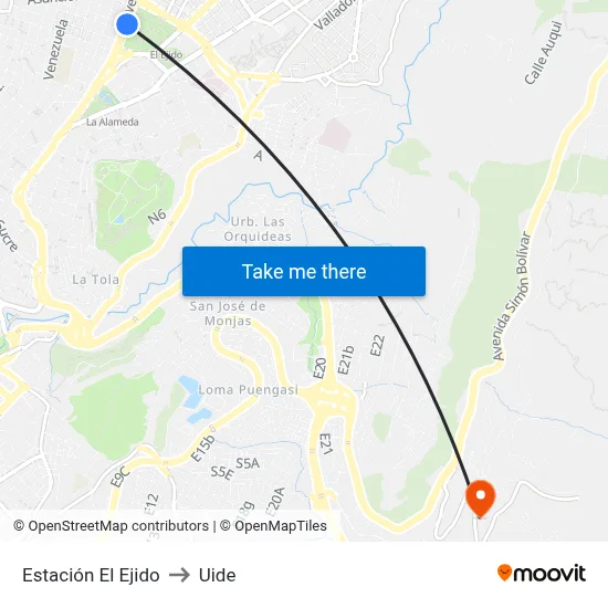 Estación El Ejido to Uide map