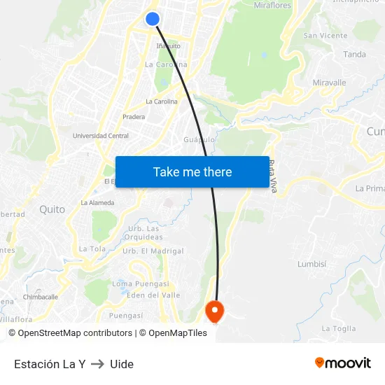 Estación La Y to Uide map
