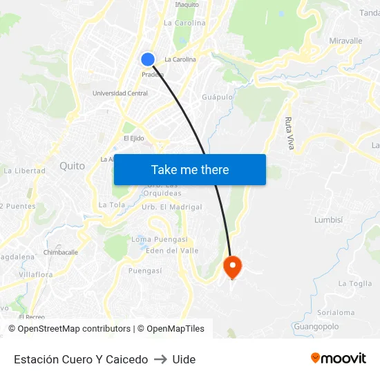 Estación Cuero Y Caicedo to Uide map