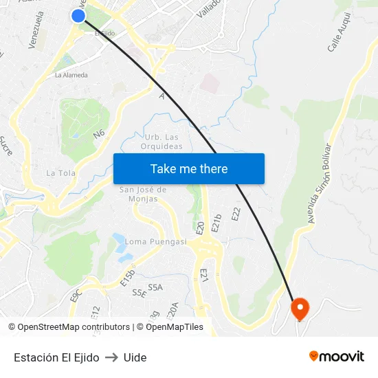 Estación El Ejido to Uide map