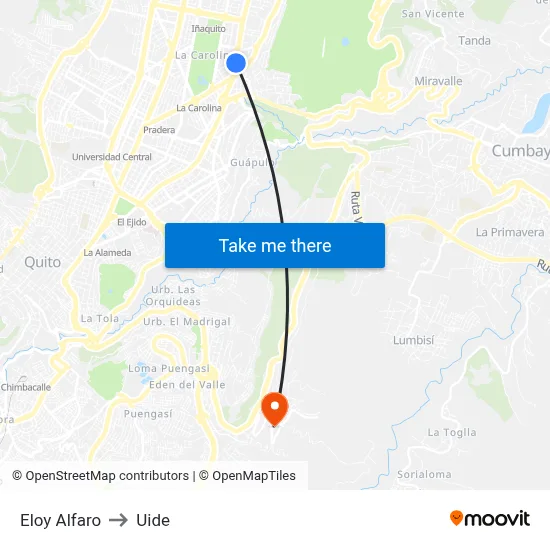 Eloy Alfaro to Uide map
