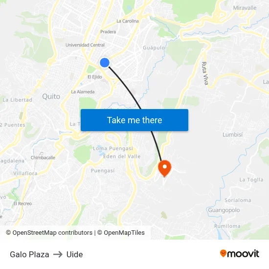 Galo Plaza to Uide map