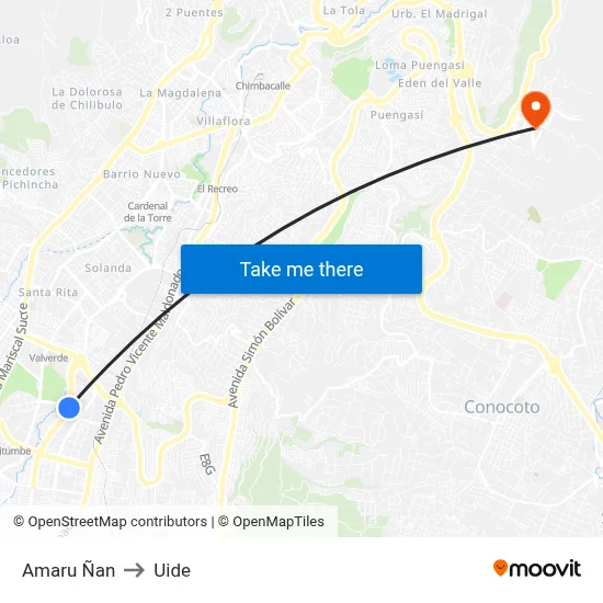 Amaru Ñan to Uide map