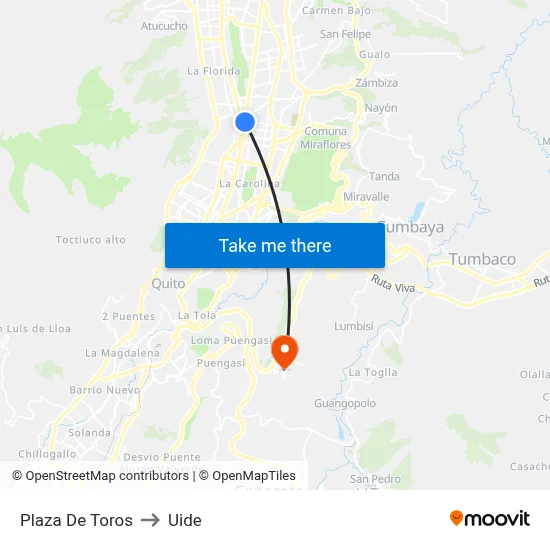 Plaza De Toros to Uide map