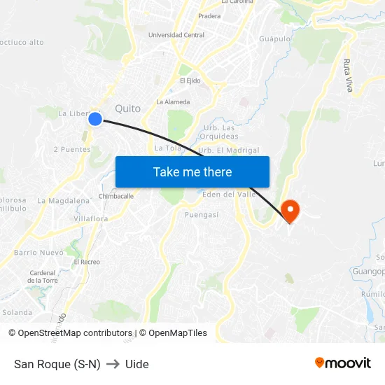 San Roque (S-N) to Uide map