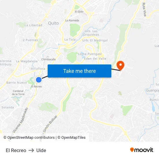 El Recreo to Uide map