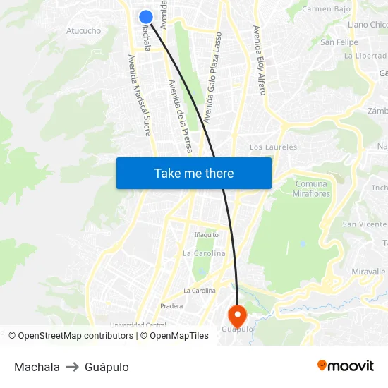 Machala to Guápulo map