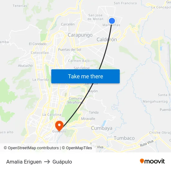 Amalia Eriguen to Guápulo map