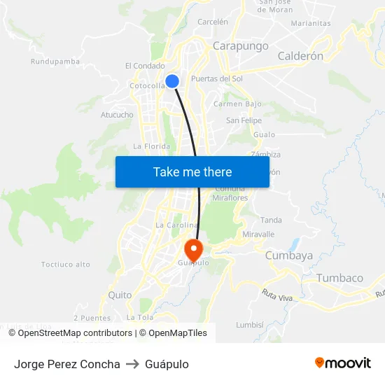 Jorge Perez Concha to Guápulo map