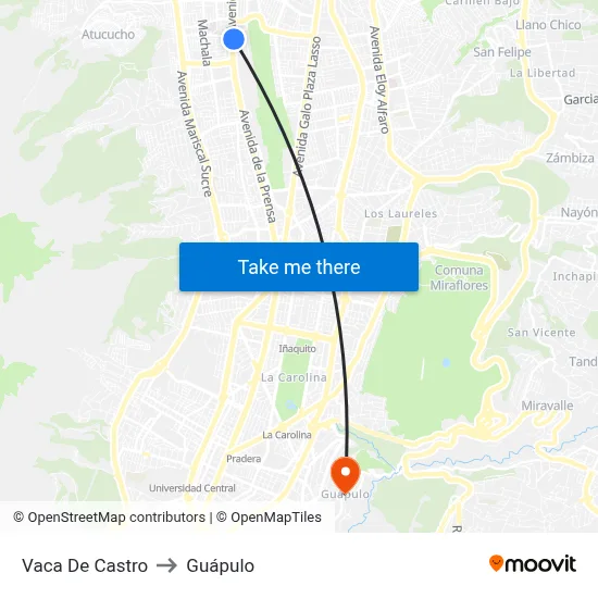 Vaca De Castro to Guápulo map