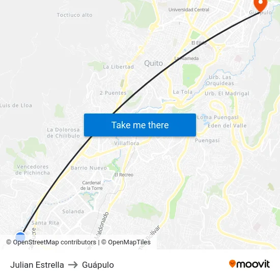 Julian Estrella to Guápulo map