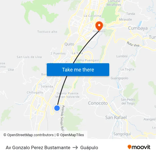 Av Gonzalo Perez Bustamante to Guápulo map