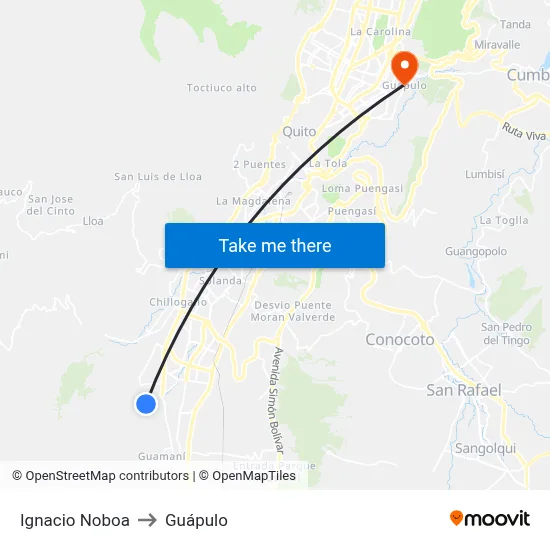 Ignacio Noboa to Guápulo map
