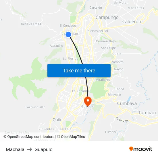Machala to Guápulo map