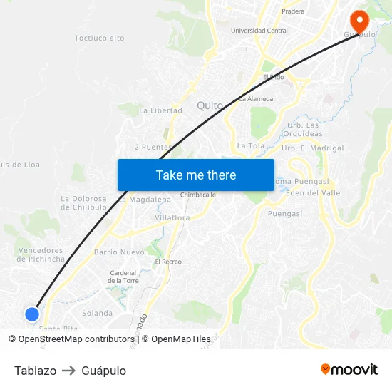 Tabiazo to Guápulo map