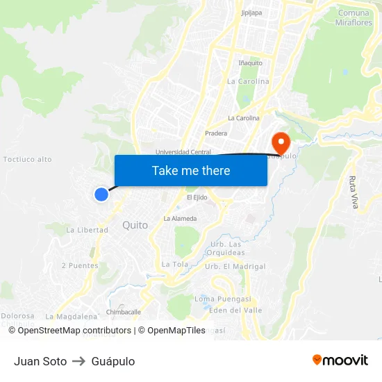 Juan Soto to Guápulo map