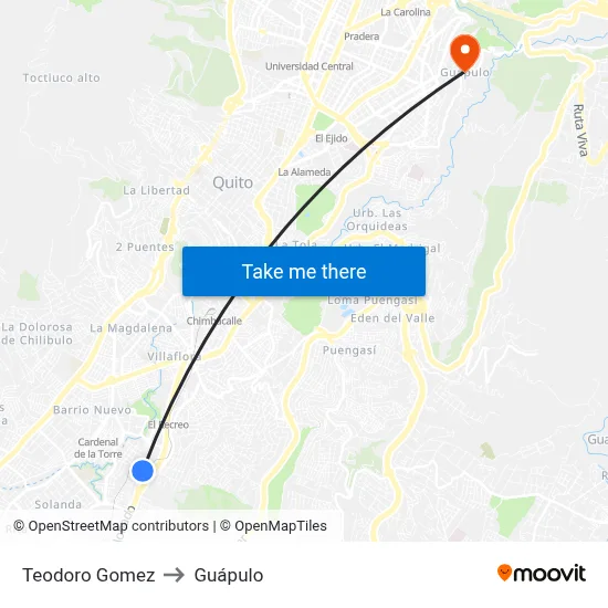 Teodoro Gomez to Guápulo map