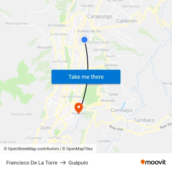 Francisco De La Torre to Guápulo map