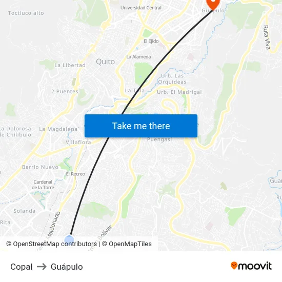Copal to Guápulo map