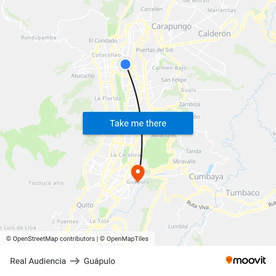 Real Audiencia to Guápulo map