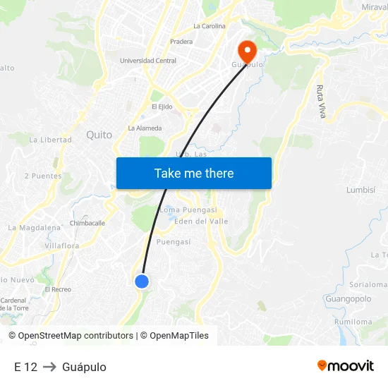 E 12 to Guápulo map