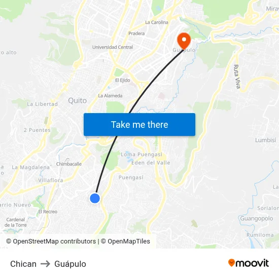 Chican to Guápulo map
