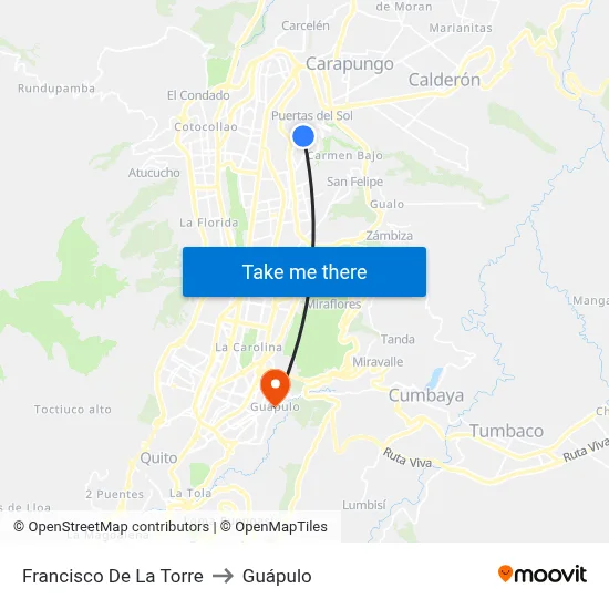 Francisco De La Torre to Guápulo map