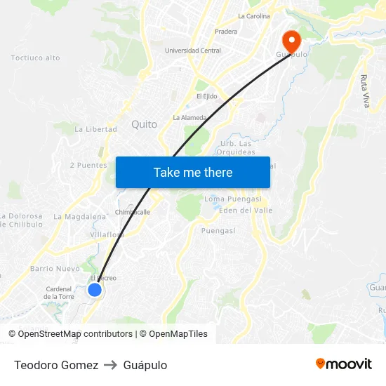 Teodoro Gomez to Guápulo map