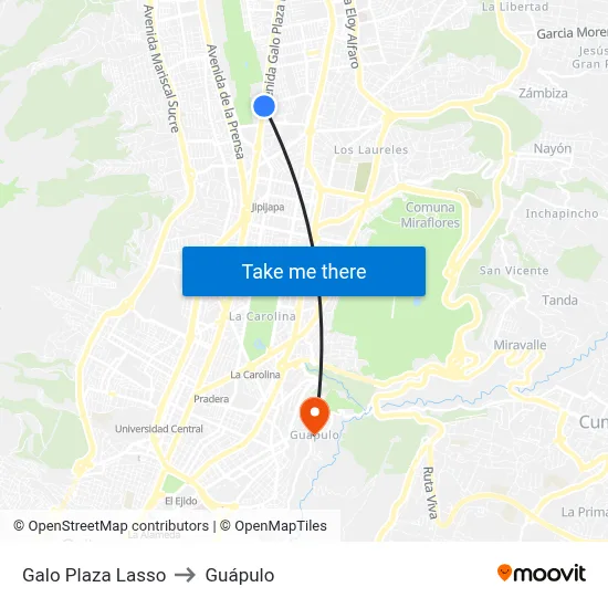 Galo Plaza Lasso to Guápulo map