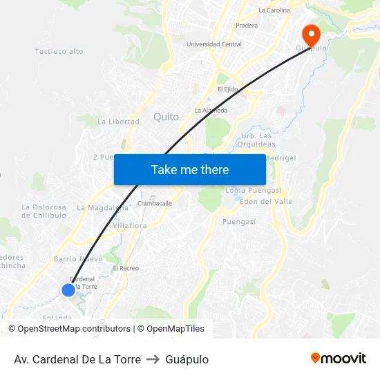 Av. Cardenal De La Torre to Guápulo map