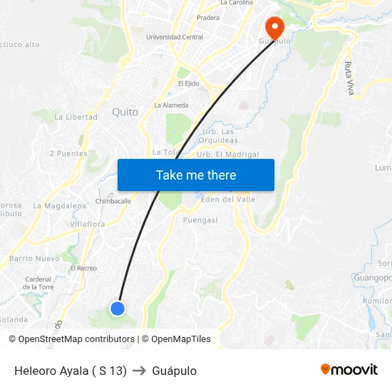 Heleoro Ayala ( S 13) to Guápulo map