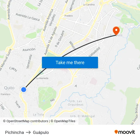 Pichincha to Guápulo map