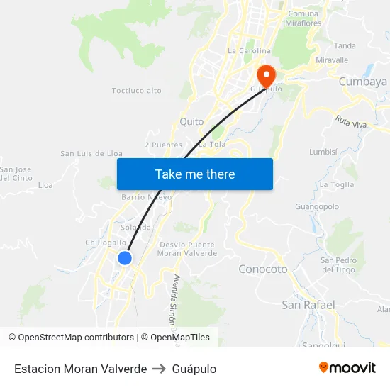 Estacion Moran Valverde to Guápulo map