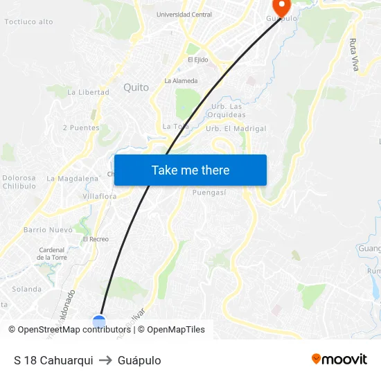 S 18  Cahuarqui to Guápulo map