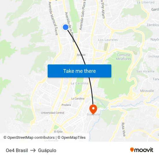 Oe4 Brasil to Guápulo map