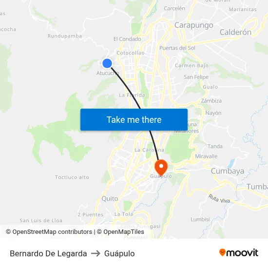 Bernardo De Legarda to Guápulo map