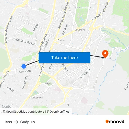 Iess to Guápulo map