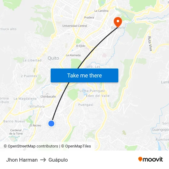 Jhon  Harman to Guápulo map