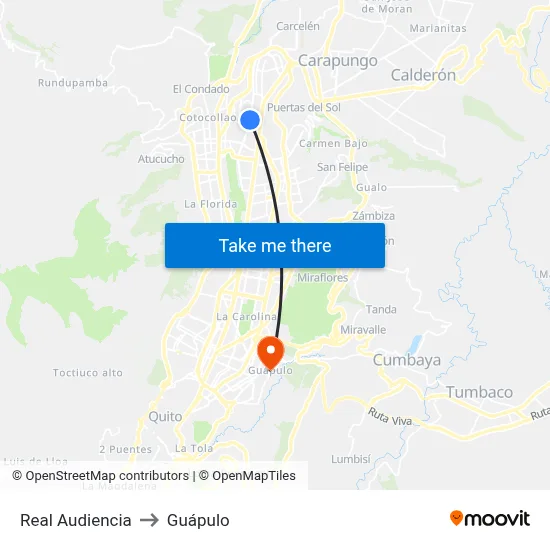 Real Audiencia to Guápulo map
