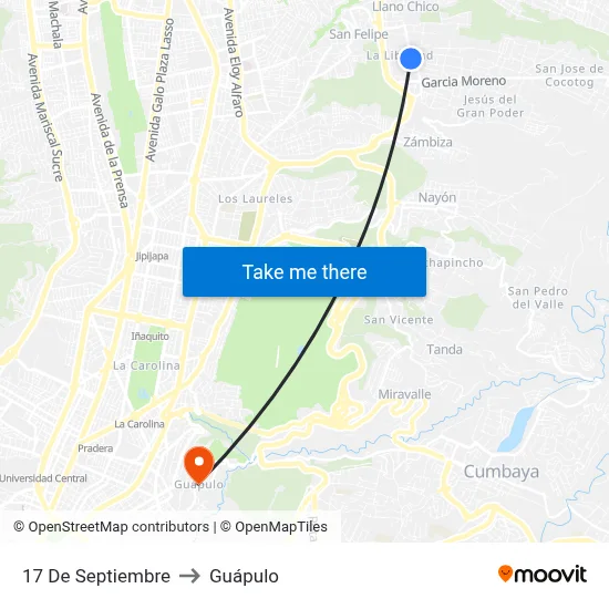 17 De Septiembre to Guápulo map