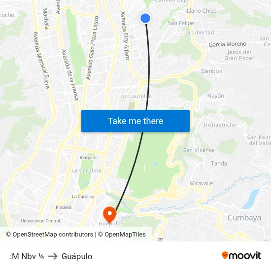 :M Nbv  ¼ to Guápulo map